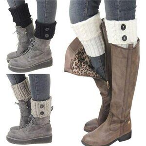 Womens Knit Boot Cuffs Leg Warmers 3 Pack Short Crochet Socks for Boots